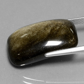 Obsidiana Brillo dorado negro natural de 17.14 ct, Corte Cojín, Opaco