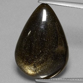 Obsidiana Brillo dorado natural de 15.44 ct, En forma de pera, Opaco