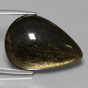 Obsidiana Brillo dorado natural de 15.44 ct, En forma de pera, Opaco