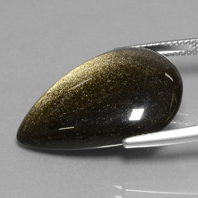 Obsidiana Brillo dorado natural de 15.44 ct, En forma de pera, Opaco