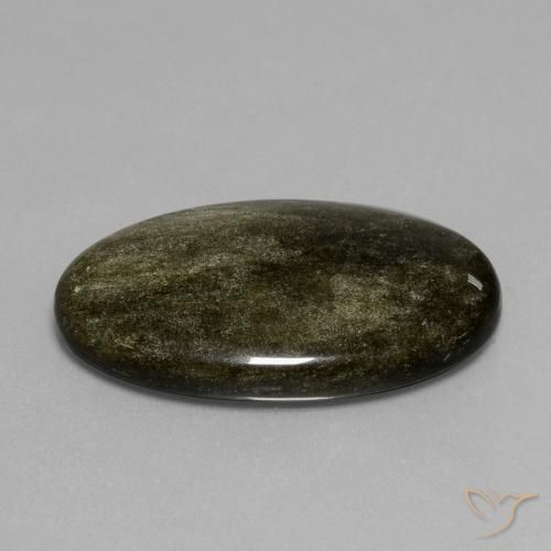 Obsidiana Negro con brillo dorado natural de 28.75 ct, Ovalada, Opaco
