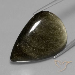 Obsidiana Negro con brillo dorado natural de 27.71 ct, En forma de pera, Opaco