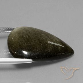 Obsidiana Negro con brillo dorado natural de 27.71 ct, En forma de pera, Opaco