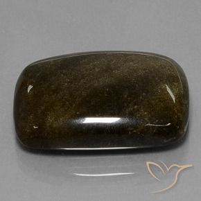 Obsidiana Negro con bronce natural de 34.12 ct, Forma Cojín, Opaco