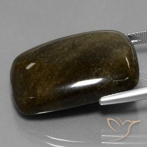 Obsidiana Negro con bronce natural de 34.12 ct, Forma Cojín, Opaco