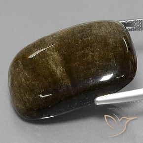 Obsidiana dorado natural de 31,71 ct, corte cojín, opaco