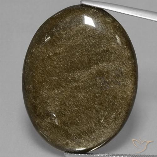 30.70ct Natural Negro con brillo dorado Obsidiana, Ovalada, Opaco