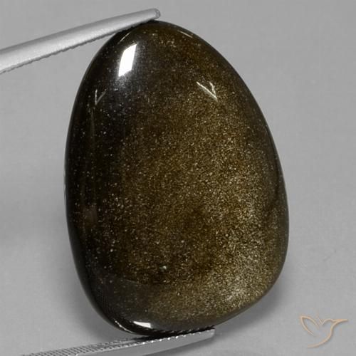 29.28ct Natural Negro con brillo dorado Obsidiana, Elegante, Opaco