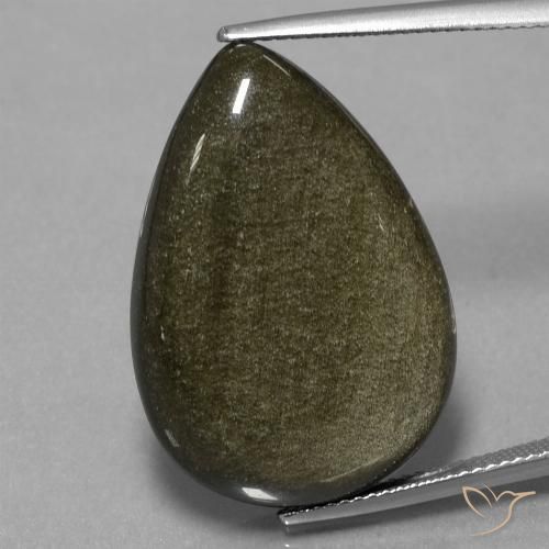 24.86ct Natural Marrón negruzco claro Obsidiana, En forma de pera, Opaco