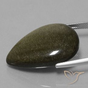 Obsidiana Marrón negruzco claro natural de 24.86 ct, En forma de pera, Opaco