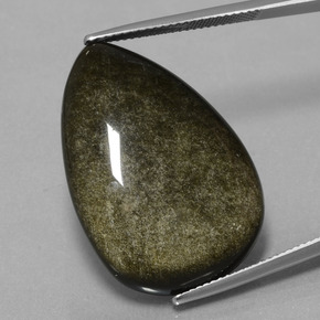 Obsidiana negro natural de 28,31 ct, en forma de pera, opaco