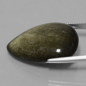 Obsidiana negro natural de 28,31 ct, en forma de pera, opaco