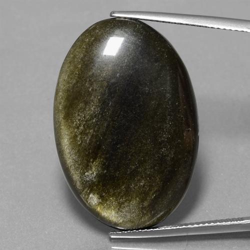 Obsidiana negro natural de 28,44 ct, corte óvalo, opaco