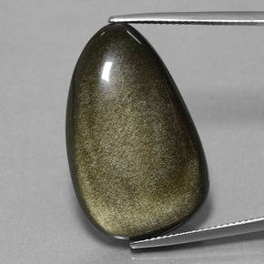 Obsidiana negro natural de 26,38 ct, forma elegante, opaco