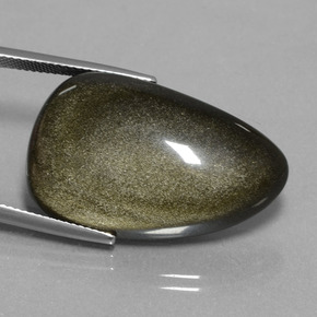 Obsidiana negro natural de 26,38 ct, forma elegante, opaco