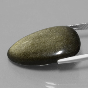 Obsidiana negro natural de 26,38 ct, forma elegante, opaco