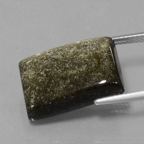 Obsidiana Brillo dorado natural de 13.86 ct, Corte Baguette, Opaco