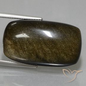 Obsidiana Negro marrón natural de 32.35 ct, Forma Cojín, Opaco