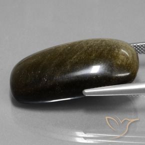 Obsidiana Negro marrón natural de 32.35 ct, Forma Cojín, Opaco