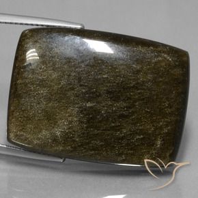 Obsidiana Negro con brillo dorado natural de 42.34 ct, Forma Cojín, Opaco