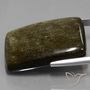 Obsidiana Negro con brillo dorado natural de 42.34 ct, Forma Cojín, Opaco