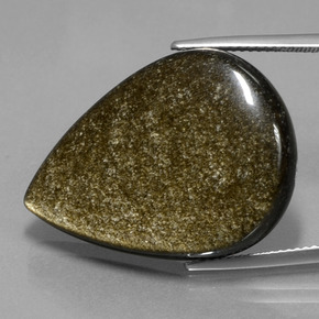 Obsidiana Negro con brillo dorado natural de 27.82 ct, En forma de pera, Opaco