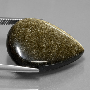 Obsidiana Negro con brillo dorado natural de 27.82 ct, En forma de pera, Opaco