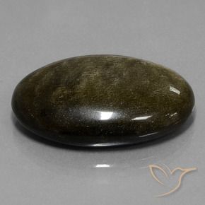 Obsidiana Negro con brillo dorado natural de 32.97 ct, Ovalada, Opaco