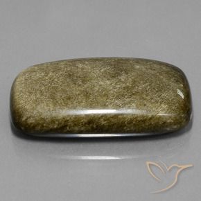 Obsidiana Negro con brillo dorado natural de 34.65 ct, Forma Cojín, Opaco