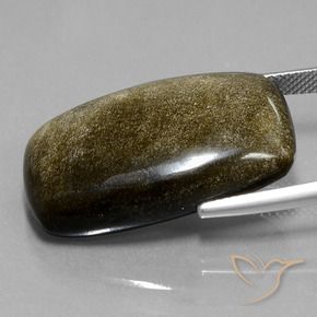 Obsidiana Negro marrón natural de 26.87 ct, Forma Cojín, Opaco