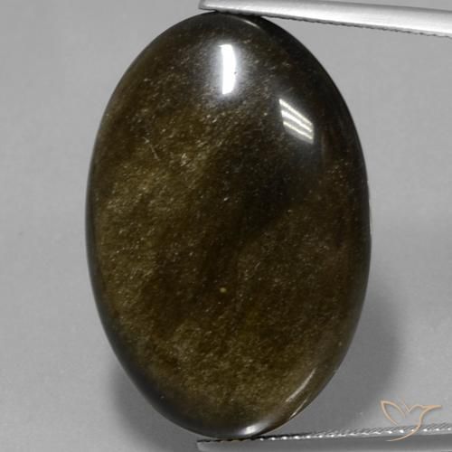 30.50ct Natural Negro marrón Obsidiana, Ovalada, Opaco