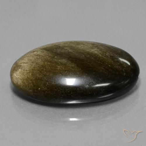 Obsidiana Negro marrón natural de 30.50 ct, Ovalada, Opaco
