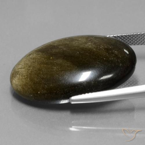Obsidiana Negro marrón natural de 30.50 ct, Ovalada, Opaco