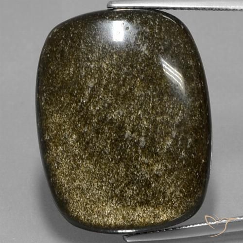 30.10ct Natural Negro con brillo dorado Obsidiana, Forma Cojín, Opaco