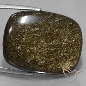 Obsidiana Negro con brillo dorado natural de 30.10 ct, Forma Cojín, Opaco