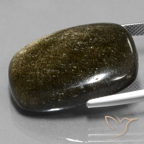 Obsidiana Negro con brillo dorado natural de 30.10 ct, Forma Cojín, Opaco