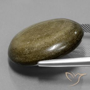 Obsidiana Negro con brillo dorado natural de 32.24 ct, Corte Redondo, Opaco