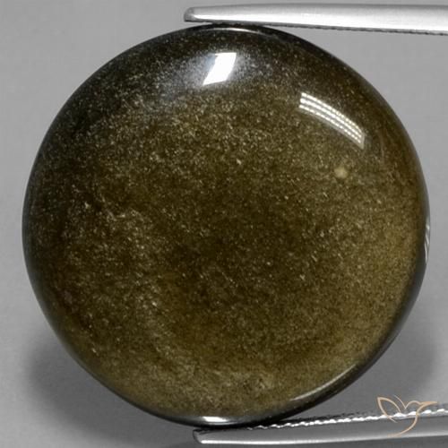 Obsidiana dorado natural de 26,81 ct, corte redondo, opaco