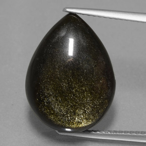 Obsidiana Brillo dorado natural de 11.68 ct, En forma de pera, Opaco