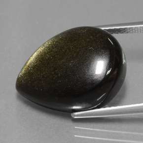 Obsidiana Brillo dorado natural de 11.68 ct, En forma de pera, Opaco