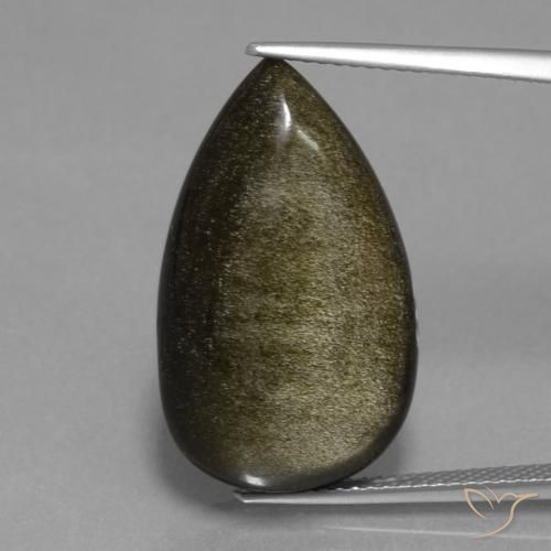 15.20ct Natural Negro con brillo dorado Obsidiana, En forma de pera, Opaco