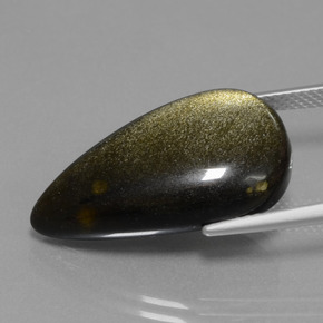 Obsidiana Brillo dorado negro natural de 13.80 ct, En forma de pera, Opaco