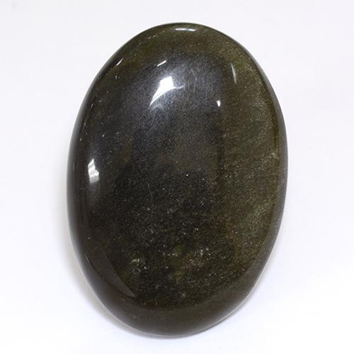 Obsidiana negro natural de 26,80 ct, corte óvalo, opaco