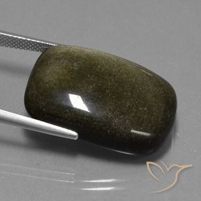 Obsidiana Negro con bronce natural de 28.60 ct, Forma Cojín, Opaco