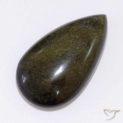 26.64ct Natural Negro con bronce Obsidiana, En forma de pera, Opaco