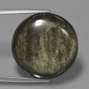 Obsidiana Brillo dorado negro natural de 20.62 ct, Corte Redondo, Opaco