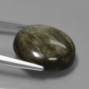 Obsidiana Brillo dorado negro natural de 20.62 ct, Corte Redondo, Opaco