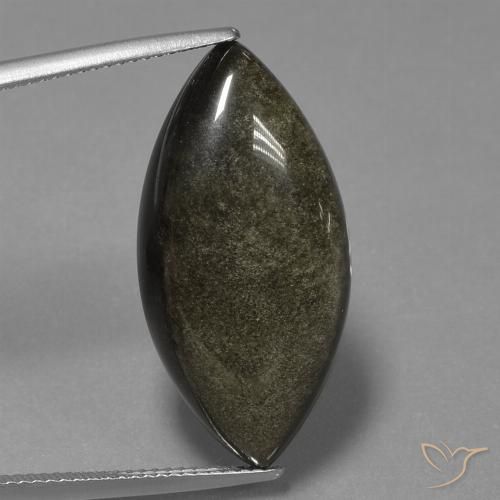 17.08ct Natural Negro con brillo dorado Obsidiana, Marquesa, Opaco