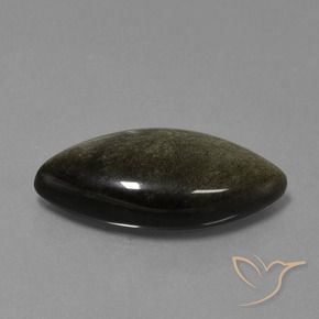 Obsidiana Negro con brillo dorado natural de 17.08 ct, Marquesa, Opaco