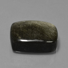 Obsidiana Negro con brillo dorado natural de 22.56 ct, Corte Cojín, Opaco